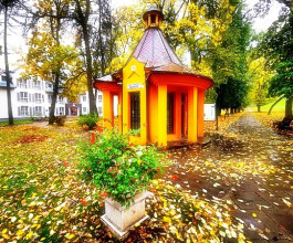 4. Жёлтый бювет санатория «Тульпе». Это крохотное здание в форме сказочного домика открыто для всех посетителей, а построили его по распоряжению помещика Игнатия Квинты ещё в 1879 году. 4