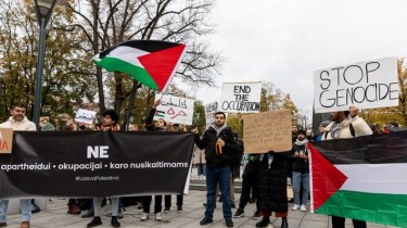 В Вильнюсе провели пикет в поддержку палестинцев до ста человек (обновлено)