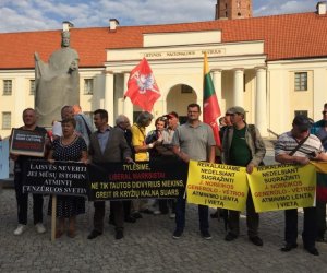 Несколько сотен человек в Вильнюсе протестовали против снятия памятных досок