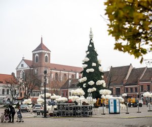 В трех крупных городах Литвы зажглись огни на рождественских елках (видео)