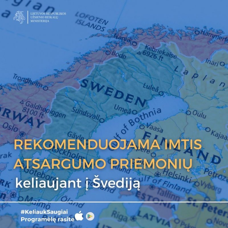 МИД Литвы рекомендует соблюдать меры предосторожности при поездке в Швецию